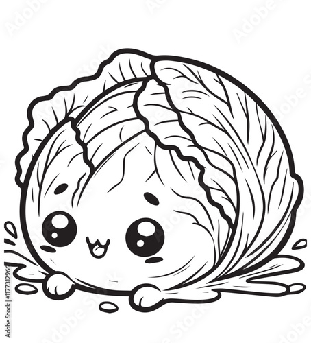 coloring book cabbage rolling them self illustration 
