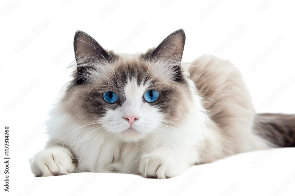 Playful Ragdoll Cat in Motion Isolated on Transparent Background Playful Ragdoll Cat in Motion Isolated on Transparent Background