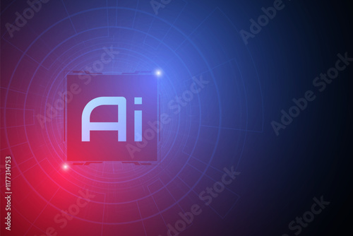 Artificial Intelligence ,AI chipset on circuit board, futuristic Technology Concept	