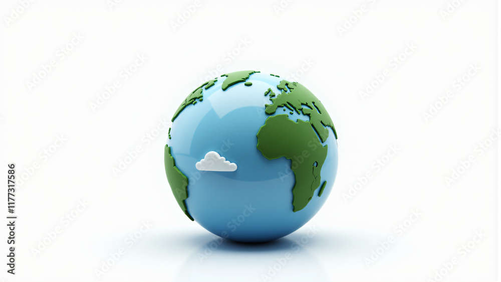 A vivid representation of Earth showcasing its blue oceans and green continents with clouds. A vivid representation of Earth showcasing its blue oceans and green continents with clouds.