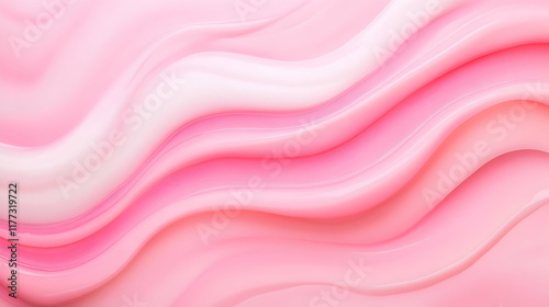 Pink and white wavy cream texture background, ideal for cosmetic or food product packaging.