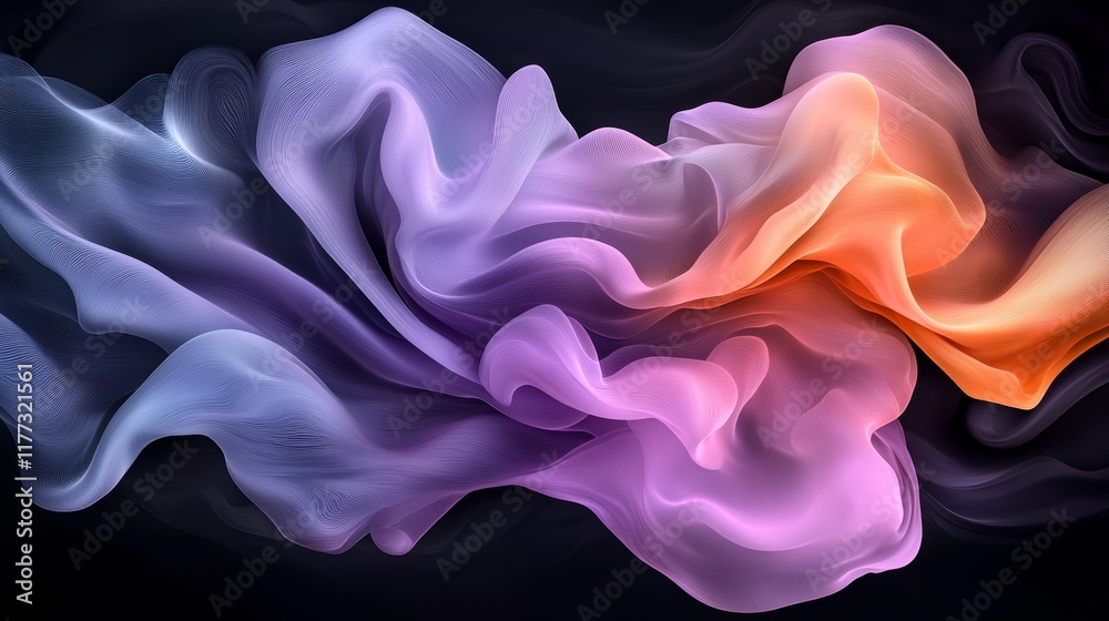 Obraz premium Abstract Swirling Fabric Texture Purple Pink and Orange Hues