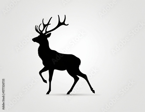 Deer silhouette illustration of a wild animal with antlers in a simple cartoon style. Ai generated images