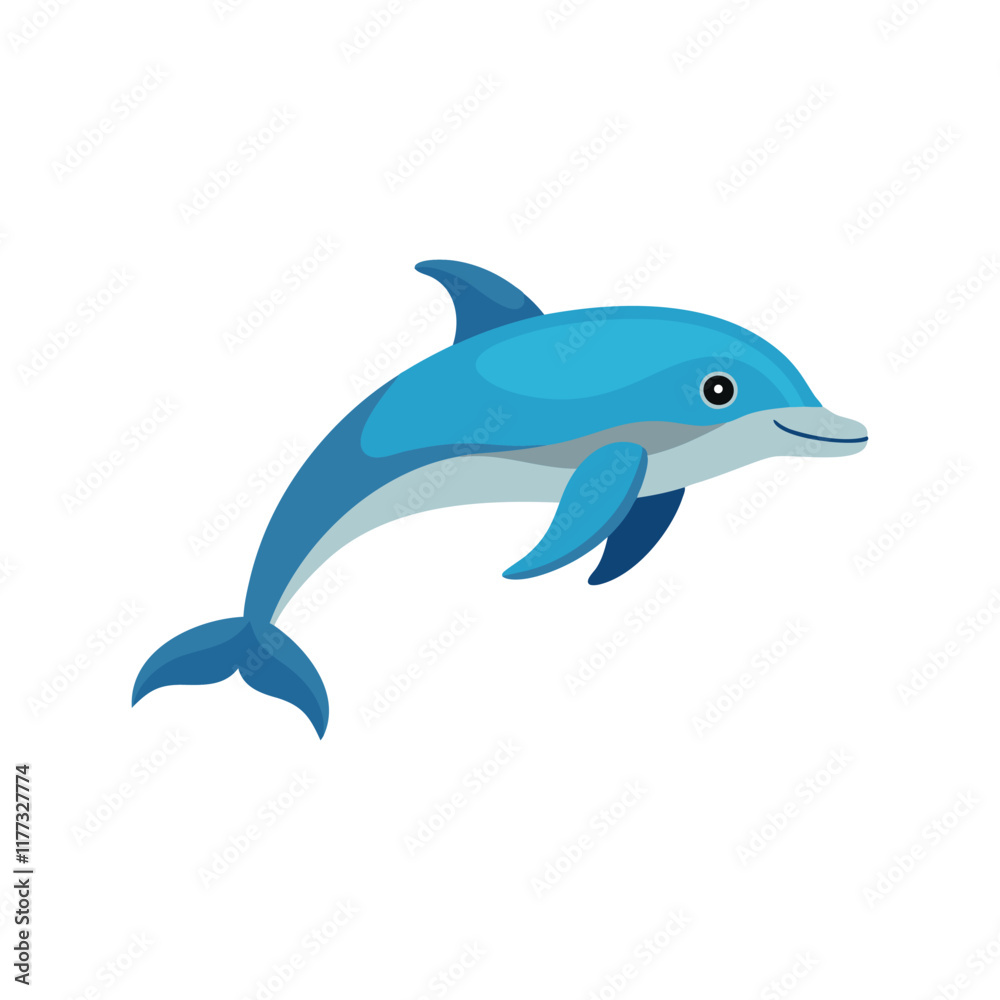 Bottlenose Dolphin under water animal isolated flat vector illustration on white background Bottlenose Dolphin under water animal isolated flat vector illustration on white background