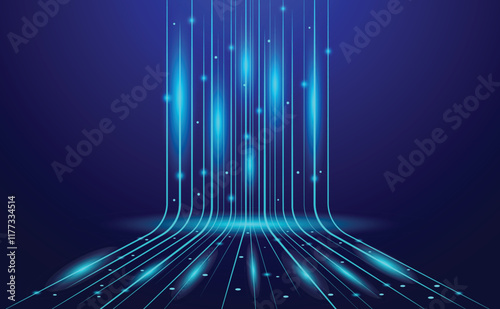 Technology speed neon light lines abstract background
