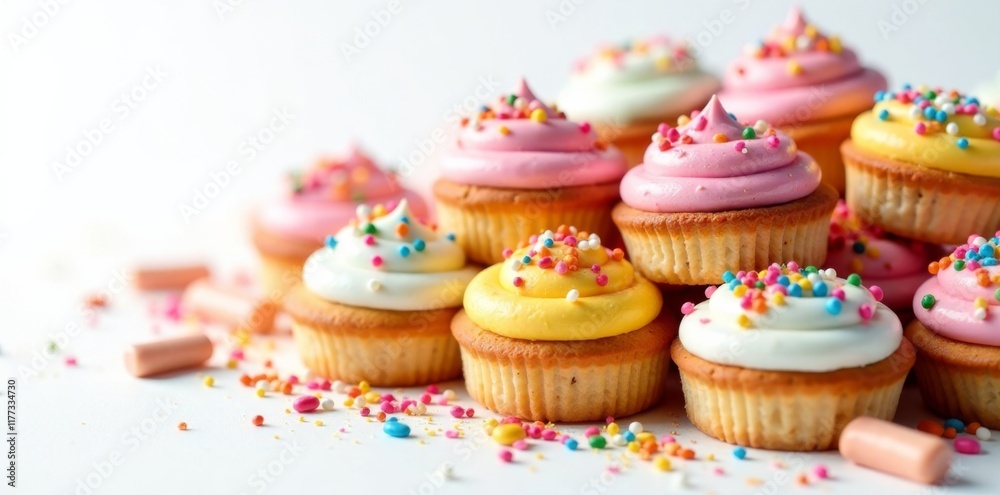 colorful confectionary display on white background, bakery display, desserts, shop interior colorful confectionary display on white background, bakery display, desserts, shop interior
