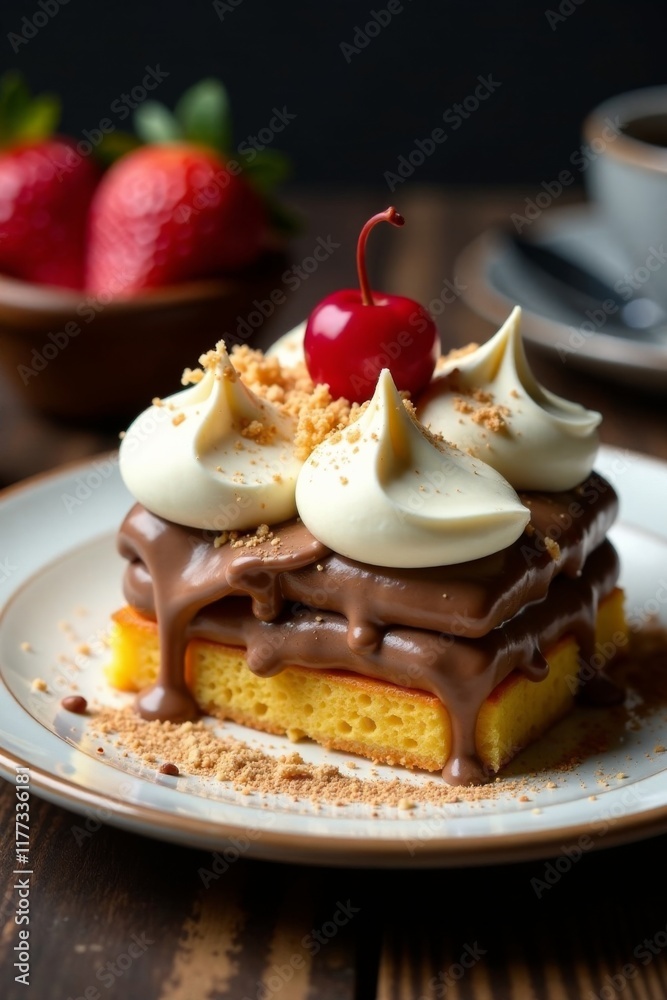 Creamy coffee-soaked ladyfinger layers atop a bed of chocolate mascarpone cream, white, dessert, sweet Creamy coffee-soaked ladyfinger layers atop a bed of chocolate mascarpone cream, white, dessert, sweet