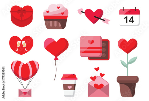 Vector Valentines Day flat icons stock illustration