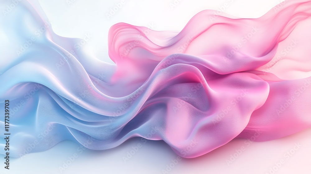 Obraz premium Abstract pastel fabric waves, flowing design, white background, ideal for website banners.