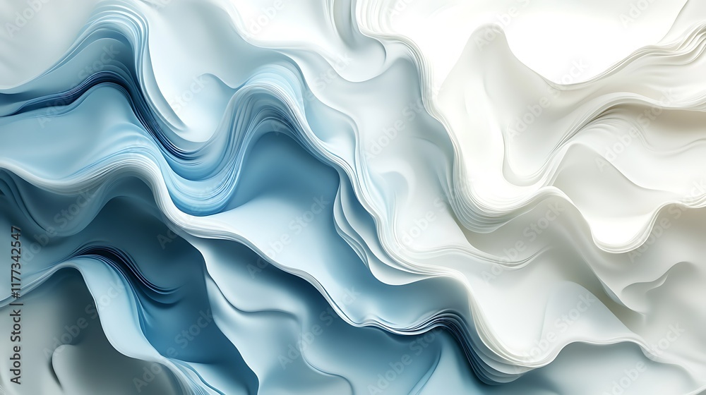 Fototapeta premium Abstract blue and white wave pattern background, website design.