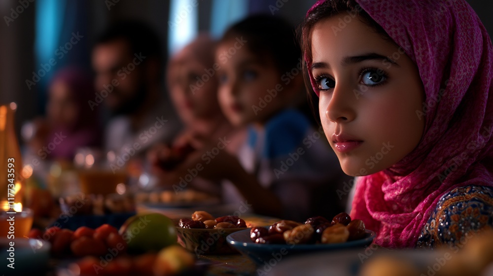A Young Girl's Gaze at Iftar: Family, Tradition, and the Warmth of Ramadan A Young Girl's Gaze at Iftar: Family, Tradition, and the Warmth of Ramadan