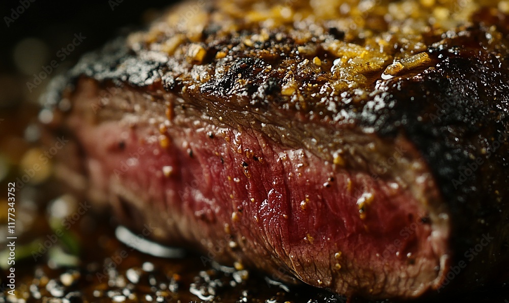 Close-up of a sizzling steak Close-up of a sizzling steak
