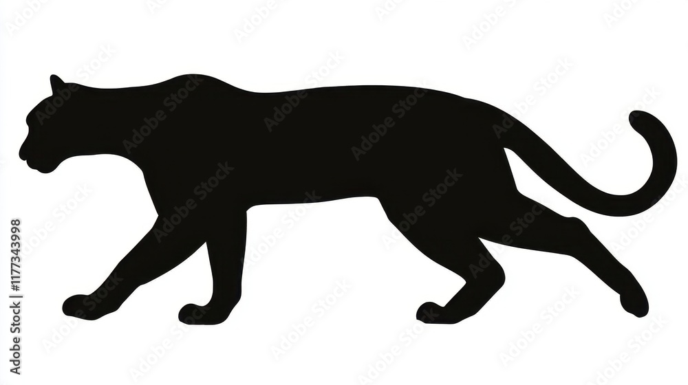 Obraz premium Majestic Black Panther Silhouette Walking Wild Cat Big Cat Illustration Graphic Design Element