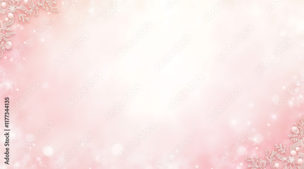 Elegant Pink Winter Background with Delicate Floral and Pearl Accents Elegant Pink Winter Background with Delicate Floral and Pearl Accents