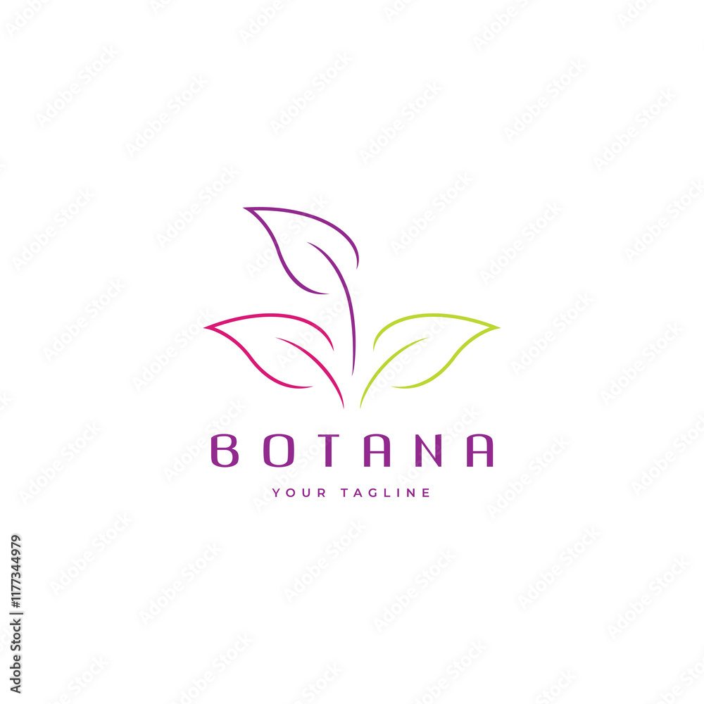 leaf botanical elegant line minimalist logo design vector leaf botanical elegant line minimalist logo design vector