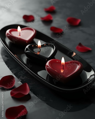 Heart Shaped Candles in a Tray photo