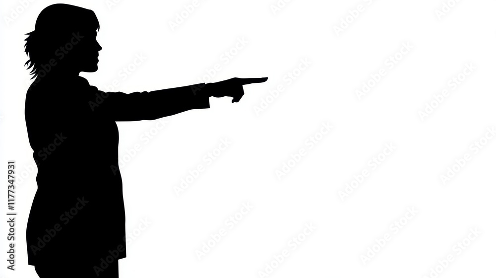 Silhouette of Woman in Business Attire Pointing Directing Guiding Silhouette of Woman in Business Attire Pointing Directing Guiding