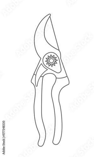 Gardening tool line icon. Pruning Shear 