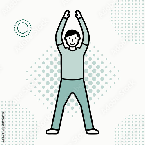 Man exercising in minimalist line art, fitness and healthy living concept