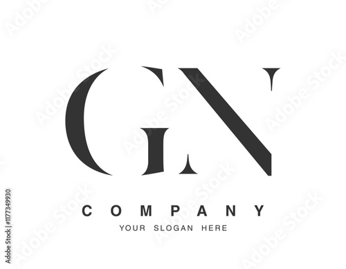 GN logo design. Initial letter g and n serif font style. Creative classic company name typography. Trendy logotype or identity.