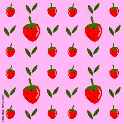 Strawberry seamless pattern. Strawberry flat illustration. Strawberry cartoon design