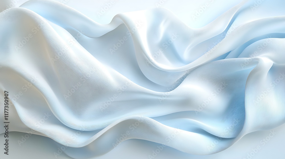 Obraz premium Soft light blue silk fabric waves, elegant texture background.
