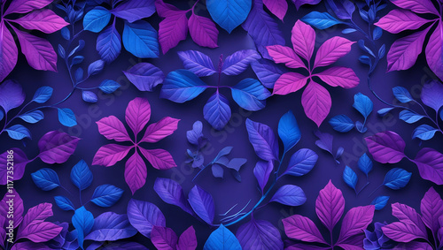 abstract purple and blue leaf decorative pattern