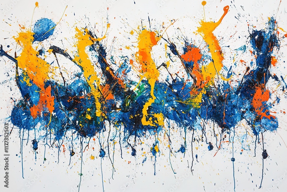 Vibrant Abstract Painting with Splashes of Color Vibrant Abstract Painting with Splashes of Color