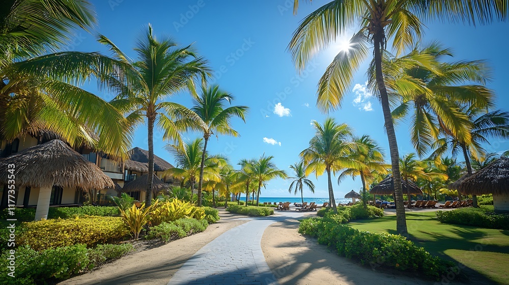 Relaxing beach walk tropical resort scenic path daytime peaceful Relaxing beach walk tropical resort scenic path daytime peaceful