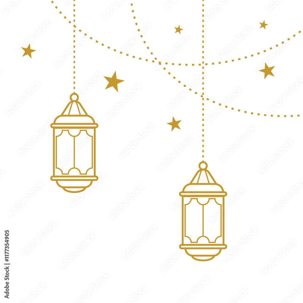 Obraz premium Decorative Islamic Lanterns and Starry Patterns for Ramadan