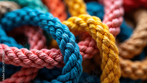 Diverse Ropes Intertwined: Symbol of Unity in Business - Perfect for Corporate Diversity Campaigns photo