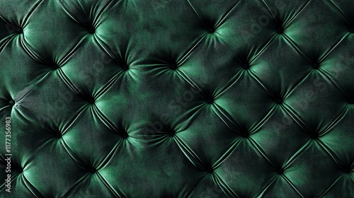 Green tufted fabric texture, ideal for upholstery and design backgrounds.