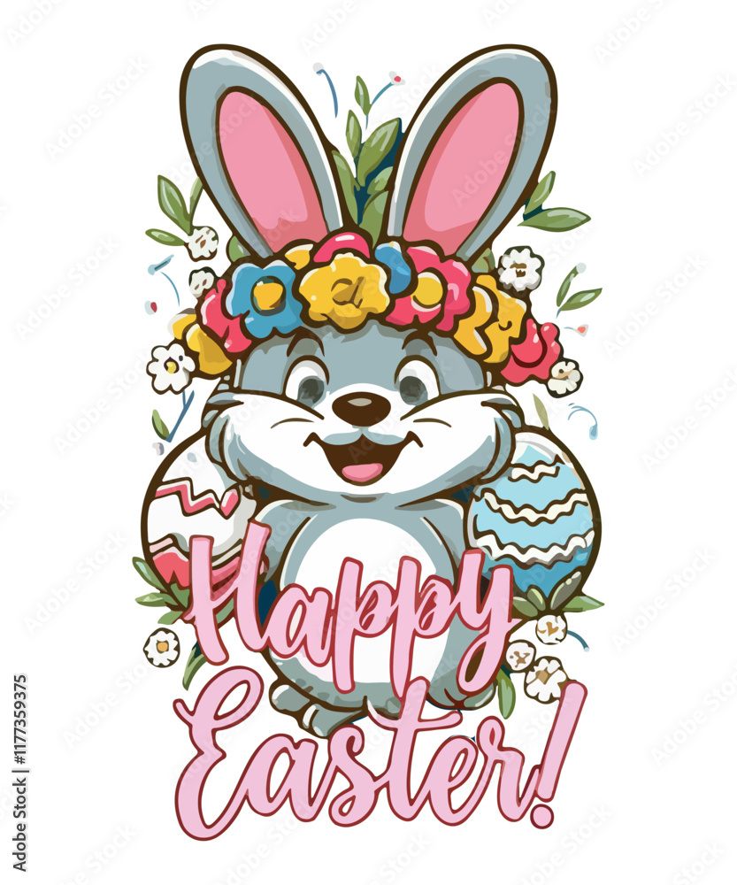 Fototapeta premium Happy Easter, T Shirt Design/ SVG