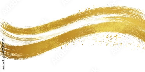 Golden brushstrokes wave design, abstract background, website header.