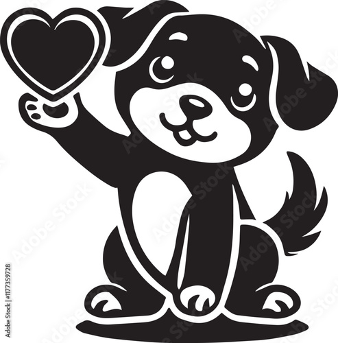 Dog with heart vector