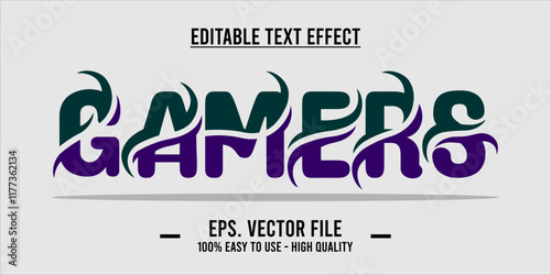 typography GAMERS word art illustration, editable text effect