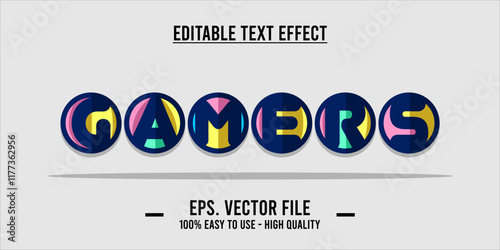 typography GAMERS word art illustration, editable text effect
