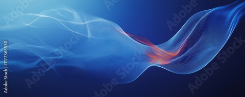 Abstract Blue and Orange Wave Digital Art:  Flowing Energy and Serene Digital Artwork