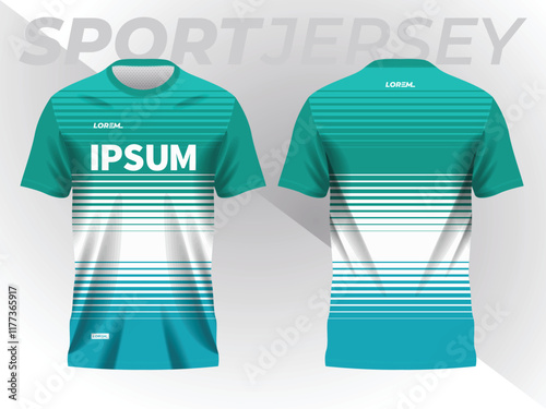turquoise abstract background and pattern for sport jersey design and mockup. front and back view template