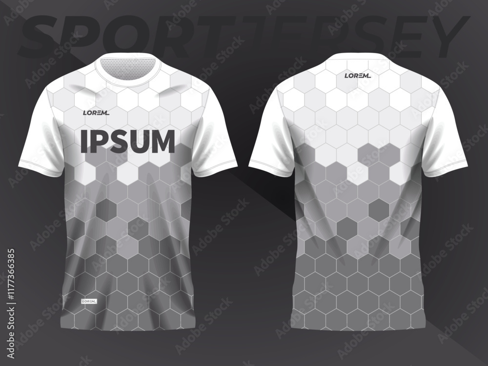 white gray abstract background and pattern for sport jersey design and mockup. front and back view template