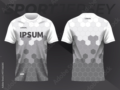 white gray abstract background and pattern for sport jersey design and mockup. front and back view template