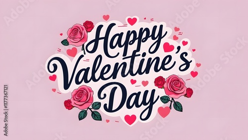 Romantic Happy Valentine's Day Graphic Design with Roses