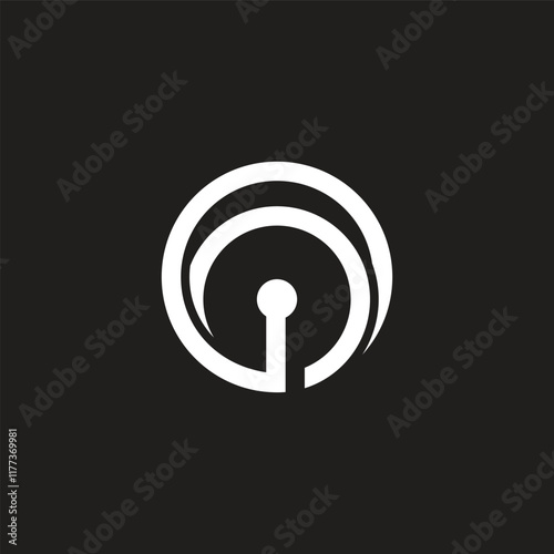 letter i antena signal round geometric logo vector