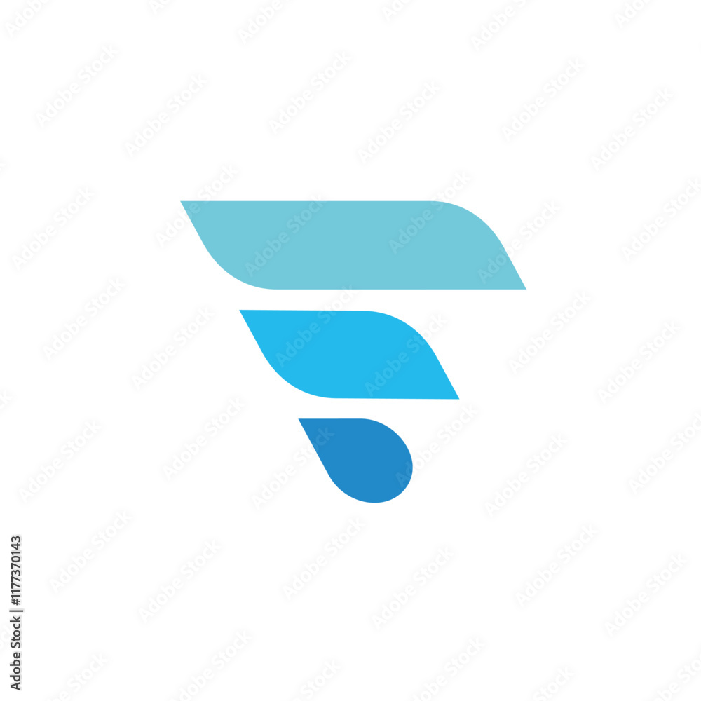 letter f gradient blue water simple geometric logo vector letter f gradient blue water simple geometric logo vector