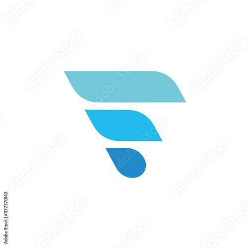 letter f gradient blue water simple geometric logo vector