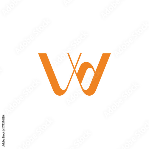 letter wd linked yellow ribbon simple logo vector