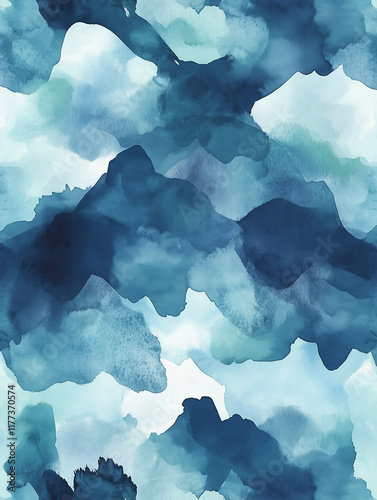 Ocean-Inspired Gradient Background Pattern - Seamless Watercolor Design with Soothing Sea Tones