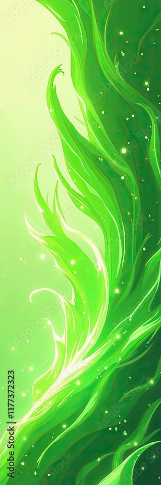 Abstract Emerald Green Flowing Energy with Sparkles Background Image Abstract Emerald Green Flowing Energy with Sparkles Background Image