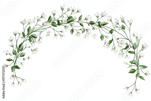 Wallpaper Mural a floral illustration arch of small white flowers and green leaves Torontodigital.ca