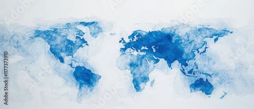 Fototapeta Naklejka Na Ścianę i Meble -  a world map in blue watercolor